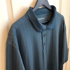 Reebok Golf Polo 2XLT Blue Polo Shirt Business Casual Pin Stripes